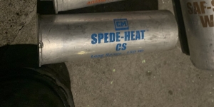 40 mm shell with blue witing that says CM spede-heat cs
